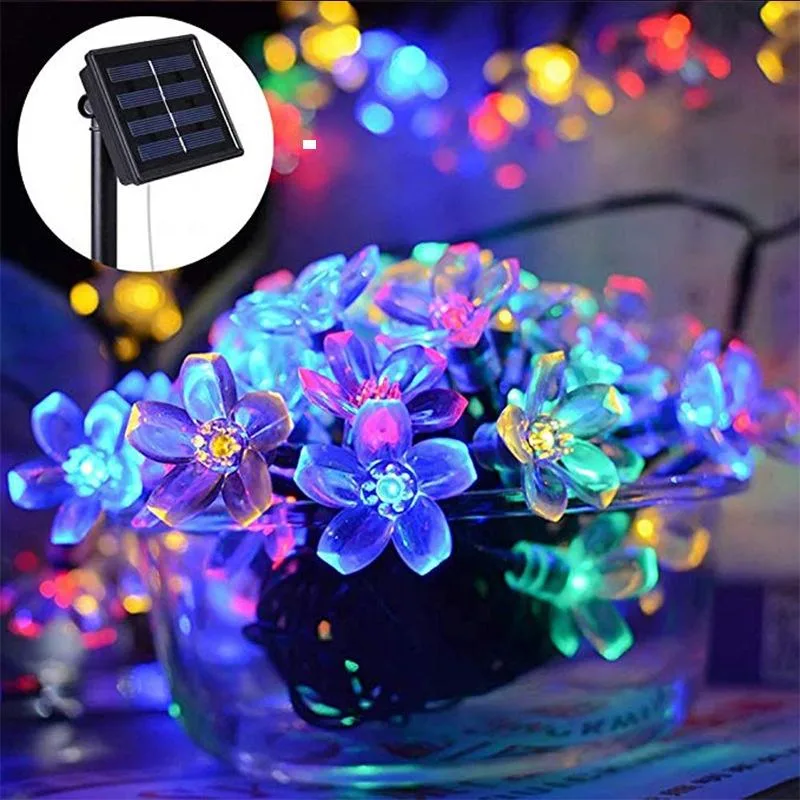 Christmas Party Holiday Solar Cherry Blossom Light String Garland Outdoor