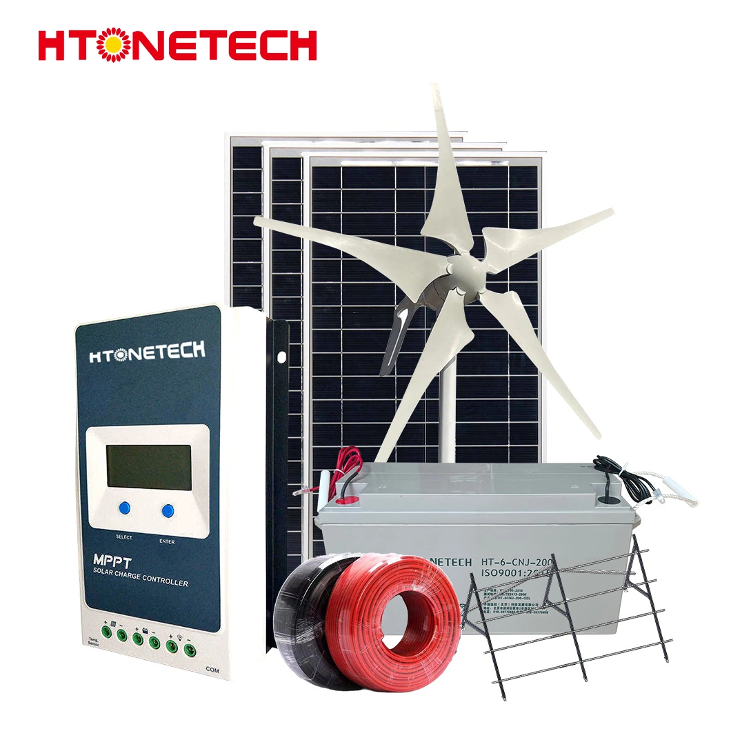 Htonetech Wind Hybrid System Manufacturers 100kw 200kw نظام الرياح الشمسية الصينية 10 Khw 30 Khw 50 Khw نظام مولد طاقة شمسية