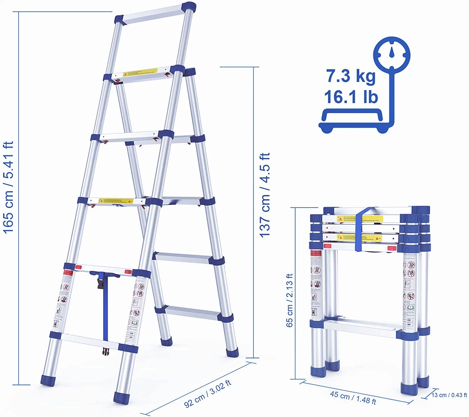 a Type Retractable Household Aluminium Telescopic Ladder Stairs