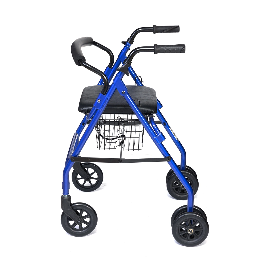 High-Quality Aluminum Lightweight Folding Walking Elderly Rollators with Soft Seat