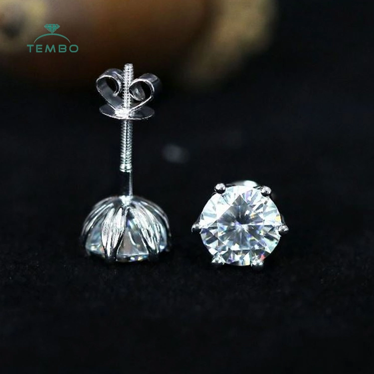 Factory Wholesale/Supplier Jewelry Price List 925 Silver Stud Earrings with 2.0CT Simulated Diamond