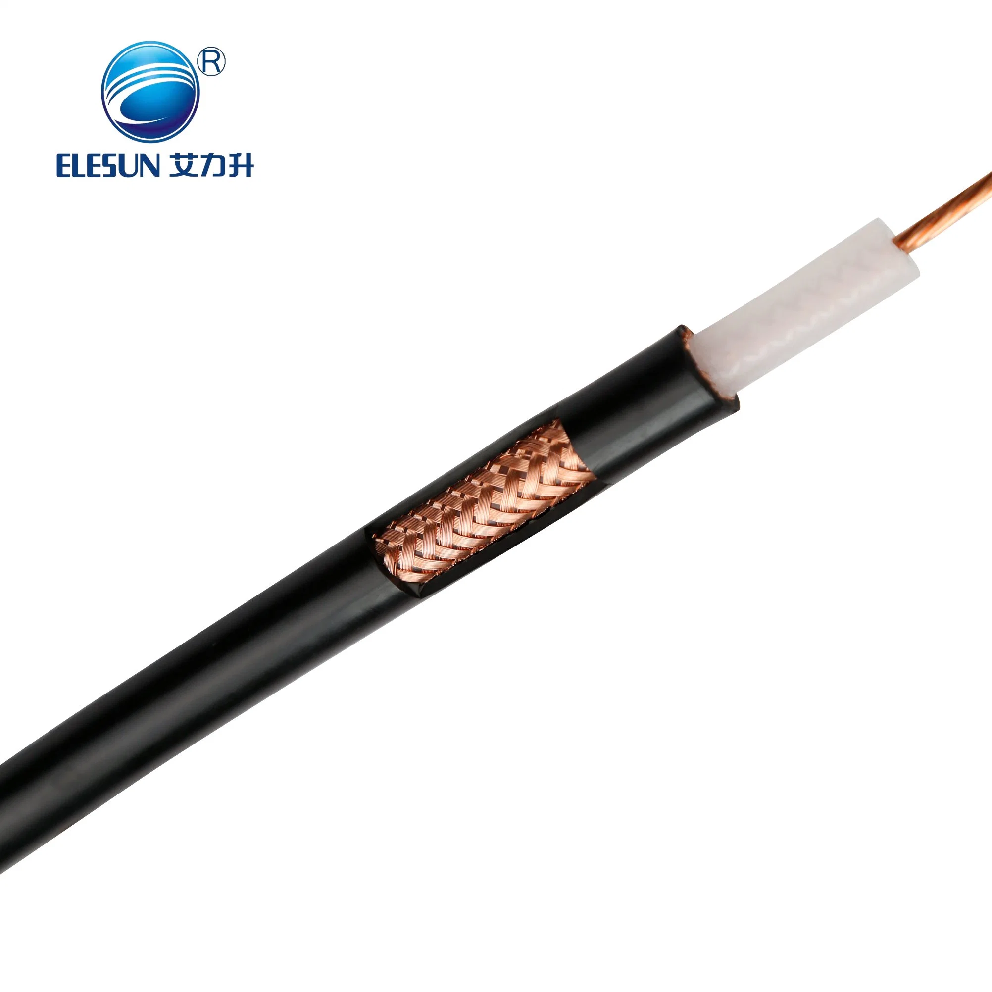 PE de 50 ohmios RG8 aislamiento sólido cable coaxial RF para la comunicación