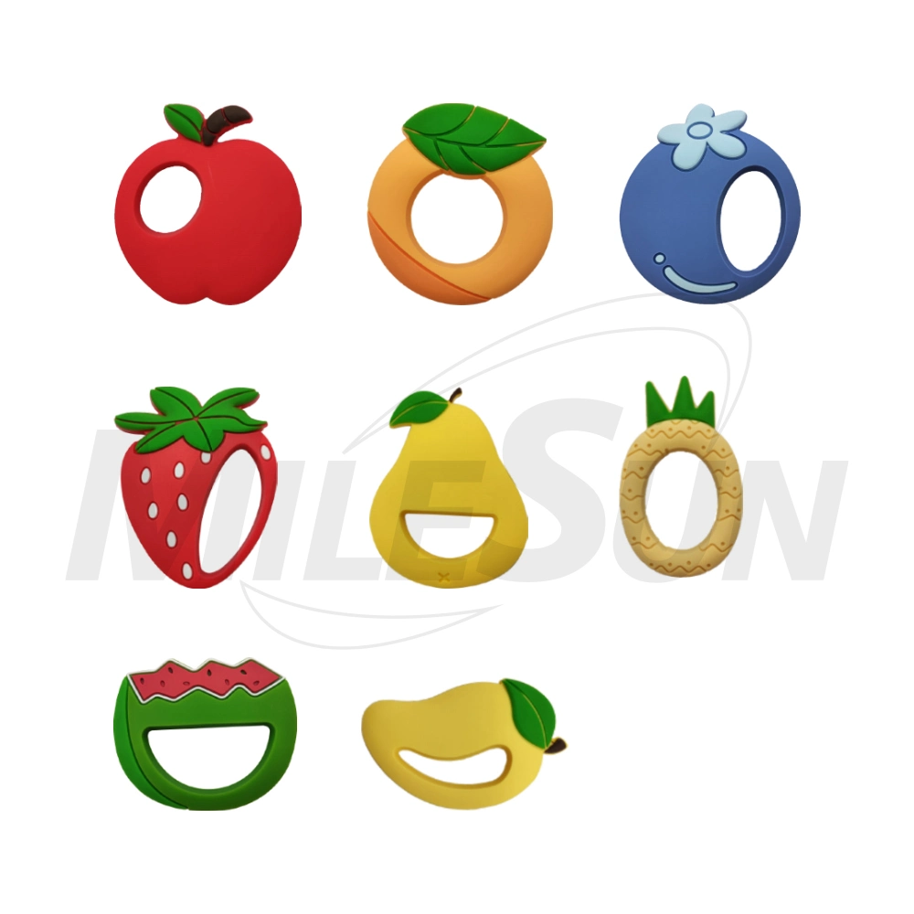 تخصيص تصميم فاكهة مصنوع من سيليكون خالي من مادة البيسفينول أ الغذائية لتسنين الأطفال ألعاب حسية خرز الطفل