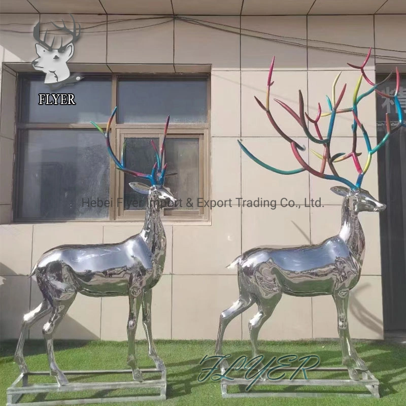 Flyer Sculpture OEM Garden Decoration Modern Animal Statue Stainless Steel Deer Sculpture