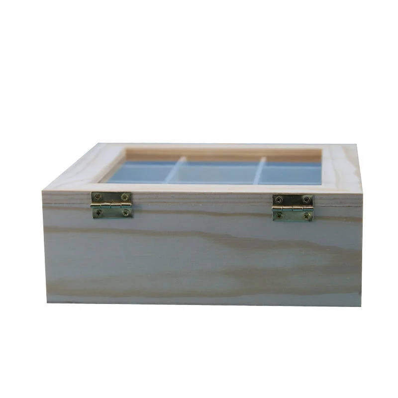 Eco-Friendly Wooden/Wood Box with Glass Lid for Tea Bag/Candy/Jewelry Storage