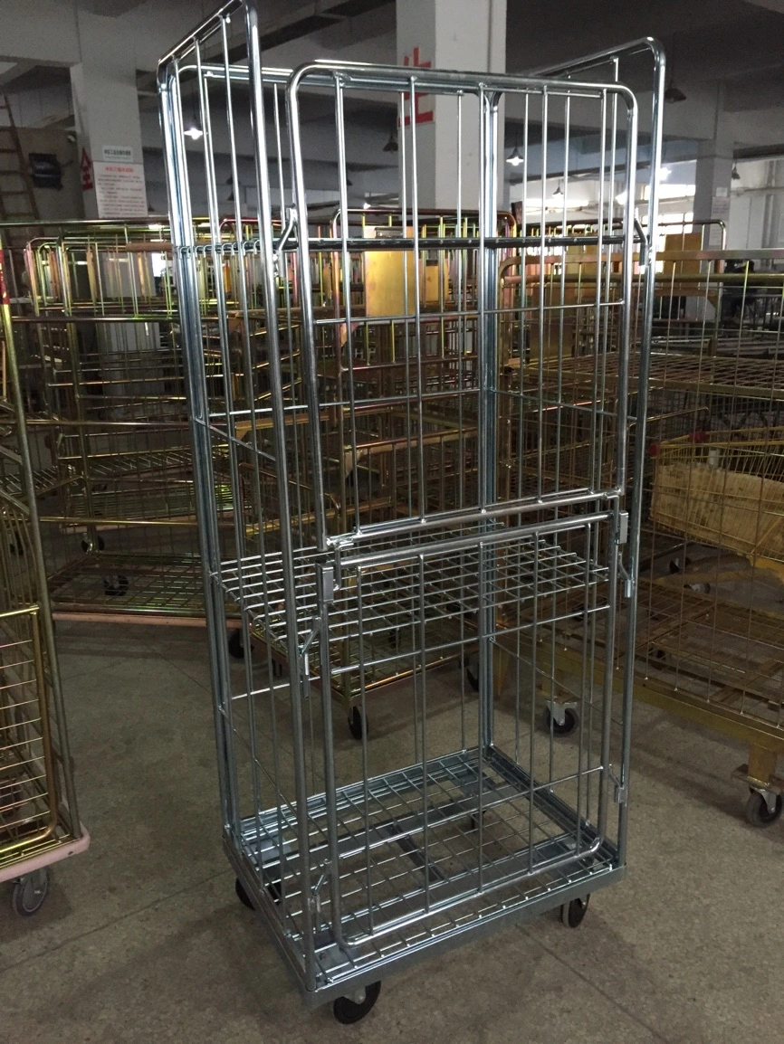 Warehouse Storage Folded Steel Roll Wire Mesh Cage