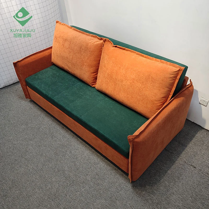 Humanized Microfiber Velours Dual Purpose Folding Mechanism 3 Seat Sofa Bed 175*100*90 Cm