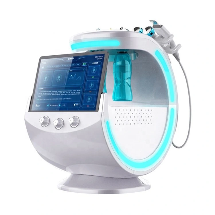 2022 New Hydra Skin Care 7 in 1 Portable Intelligent Ice Blue RF Oxygen Jet Water Peeling Facial Machine with Skin Analyze