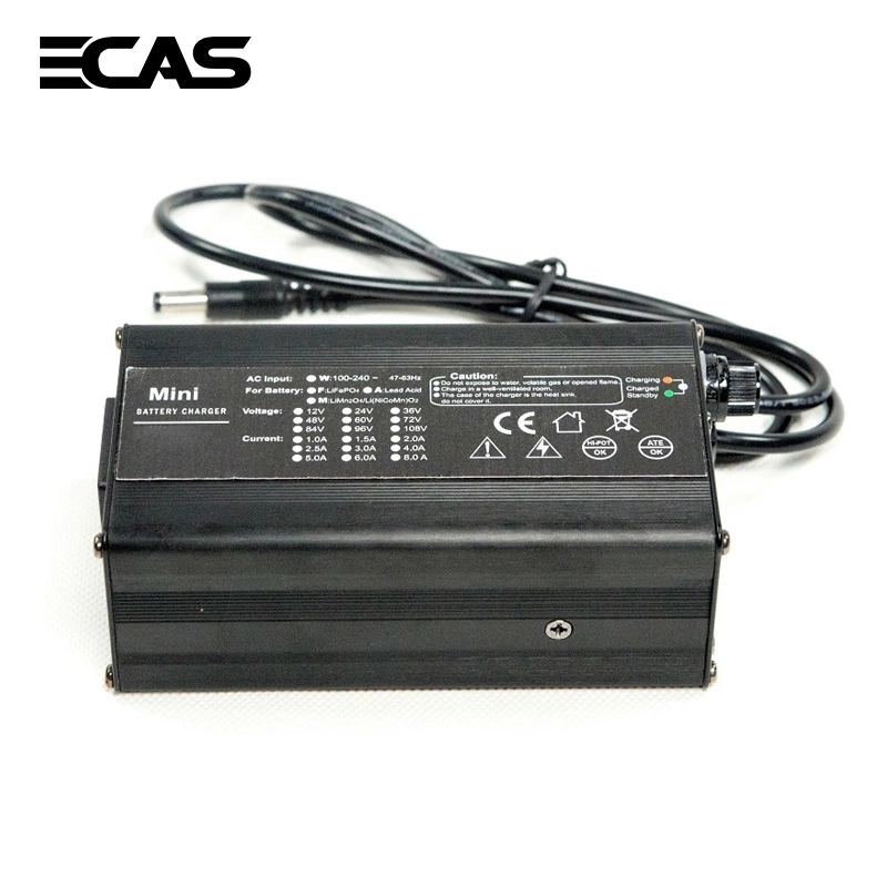 Carregador de bateria recarregável à prova de água na placa IP67 12 V/12 a 24 V/8 a 36 V/5 A. Ácido de chumbo de iões de lítio de 48 V/4A 60 V/3A