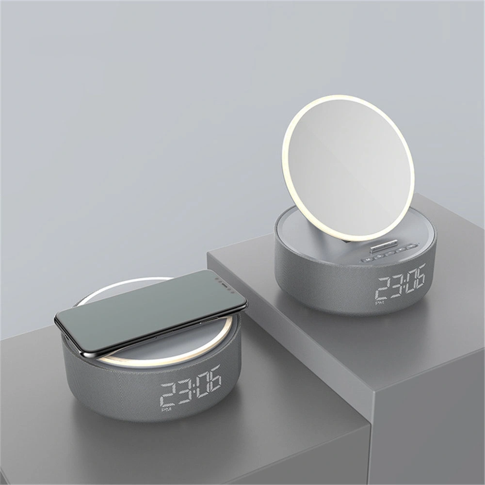 S33 Newest Phone Stand Makeup Mirror LED Light Speaker Wireless Charger