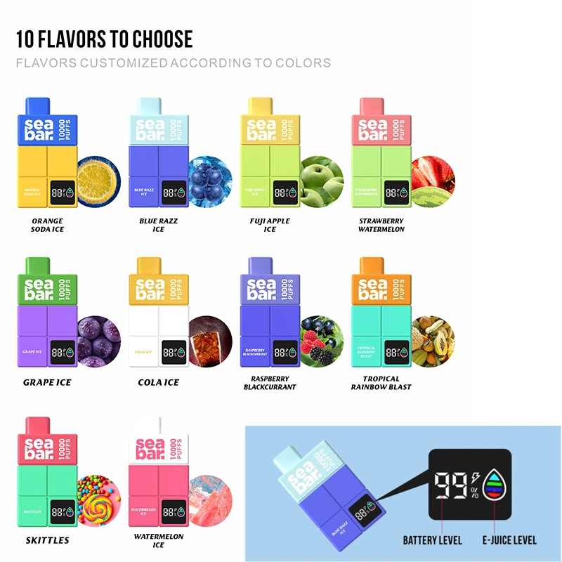 USA Korea UK Slowenien Deutschland Spanien Beliebte Einweg-Vape Big Puffs 10000 Puff Elektronische Zigarette 19ml Seabar 10000 Puffs Rubik's Cube Einweg-Vape