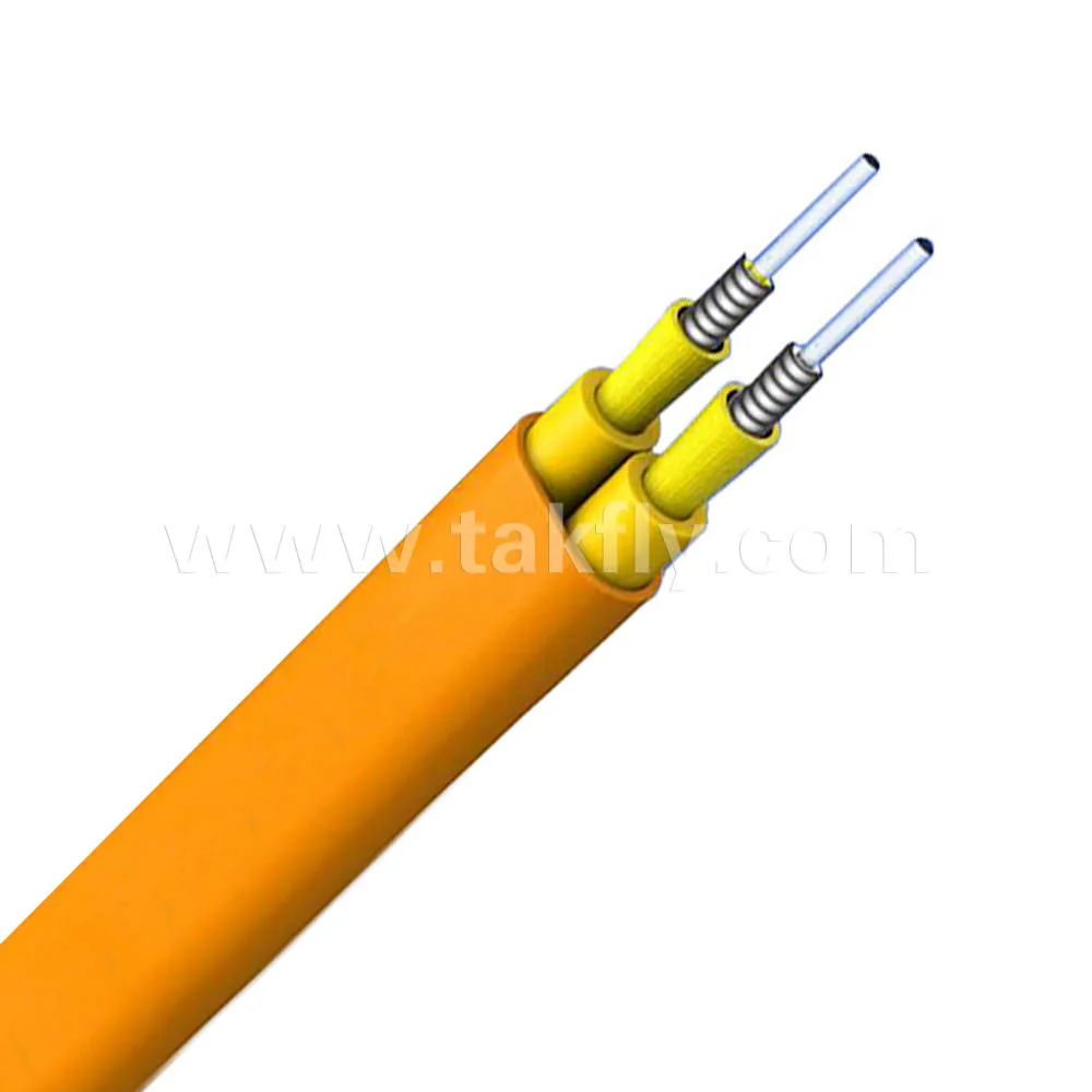 Flat Twin Armored Cable with Tight Buffer Kevlar Yarn and Steel Spiral