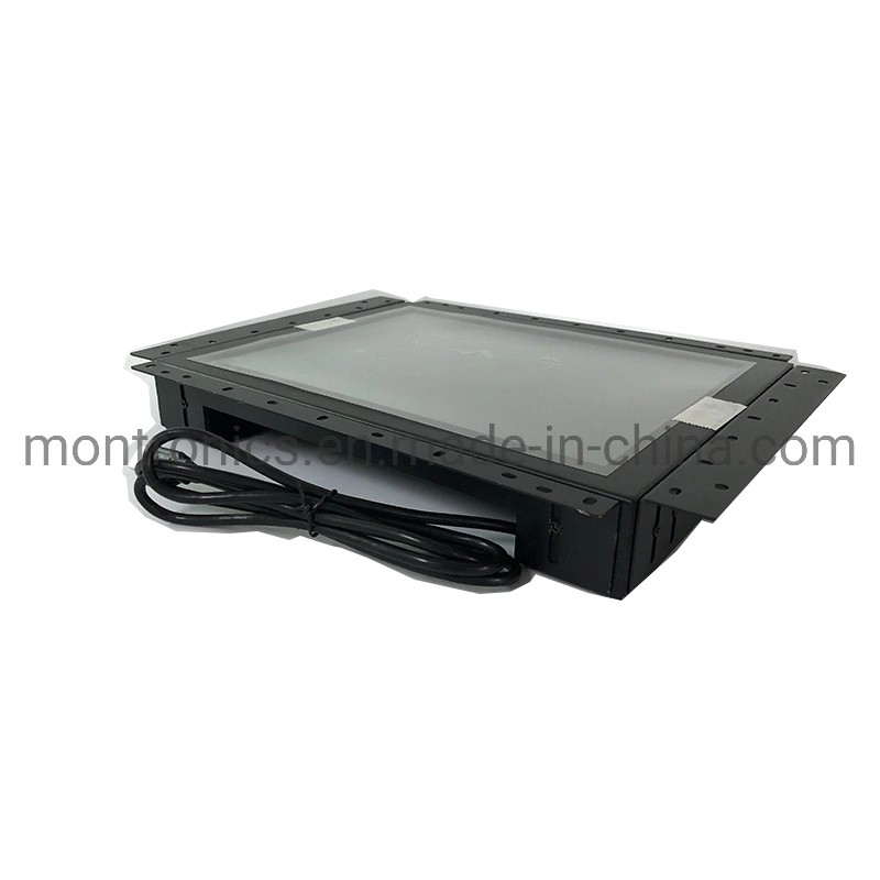 Carcasa de metal de 12 pulgadas con tapa en P incrustada de bastidor abierto, toque industrial Monitor de pantalla para kiosco