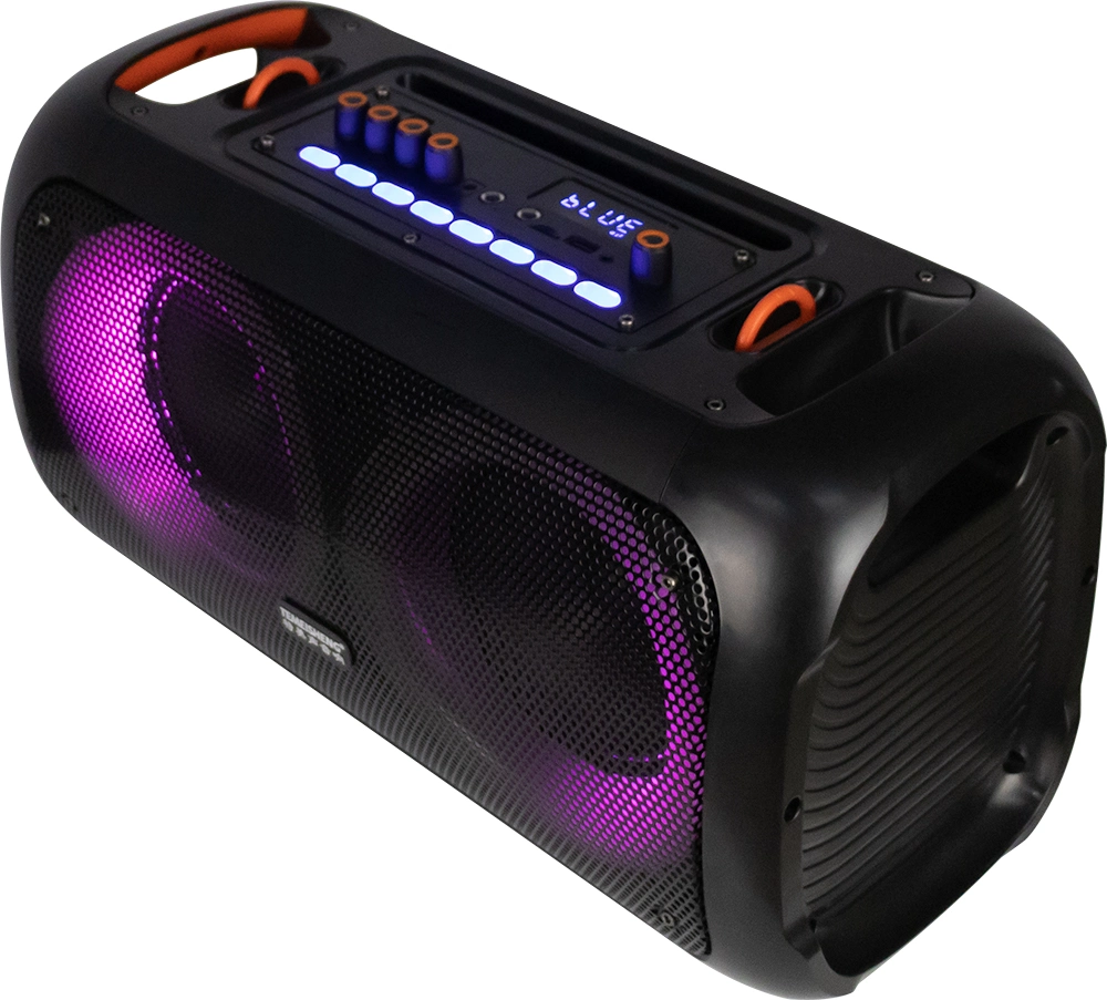 Small Satchel Double Horn 10W Wireless Radio Speaker with Colorful Lights Cool High Quality Speaker