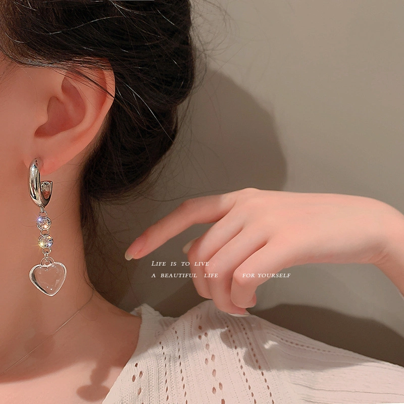 Yp71 Transparent Love Zircon Stud Earrings Retro Style Earrings Wedding Accessory