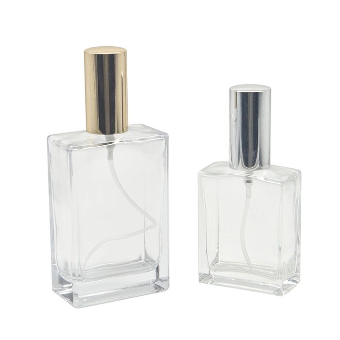 Silver Gold Perfume Bottle 30ml 50ml 100ml Rectangular Screw Neck Perfume Bottle Sprayer