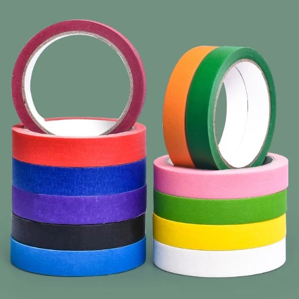 Colorful High Adhesive 50m Long Crepe Paper Cheap Masking Tape for Painting