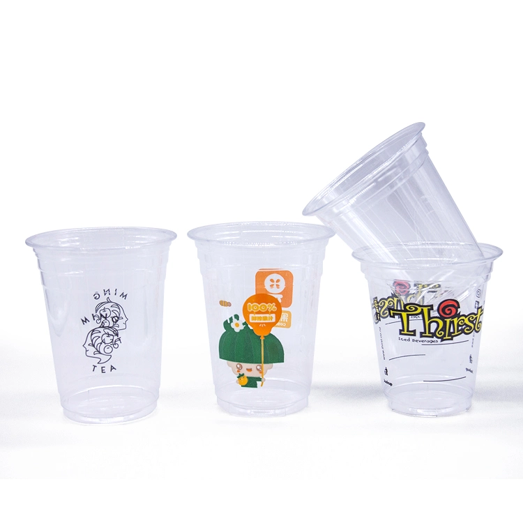 Printing Customizable Pattern Logo Wholesale 500ml Disposable Plastic Juice Coffee Milk Tea Cup