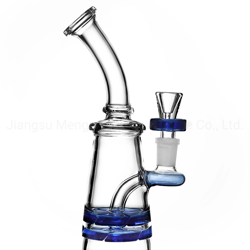 Verre borosilicaté haute température Hookah Shisha Blue Double Cyclone Glass Tuyau de fumée d'eau