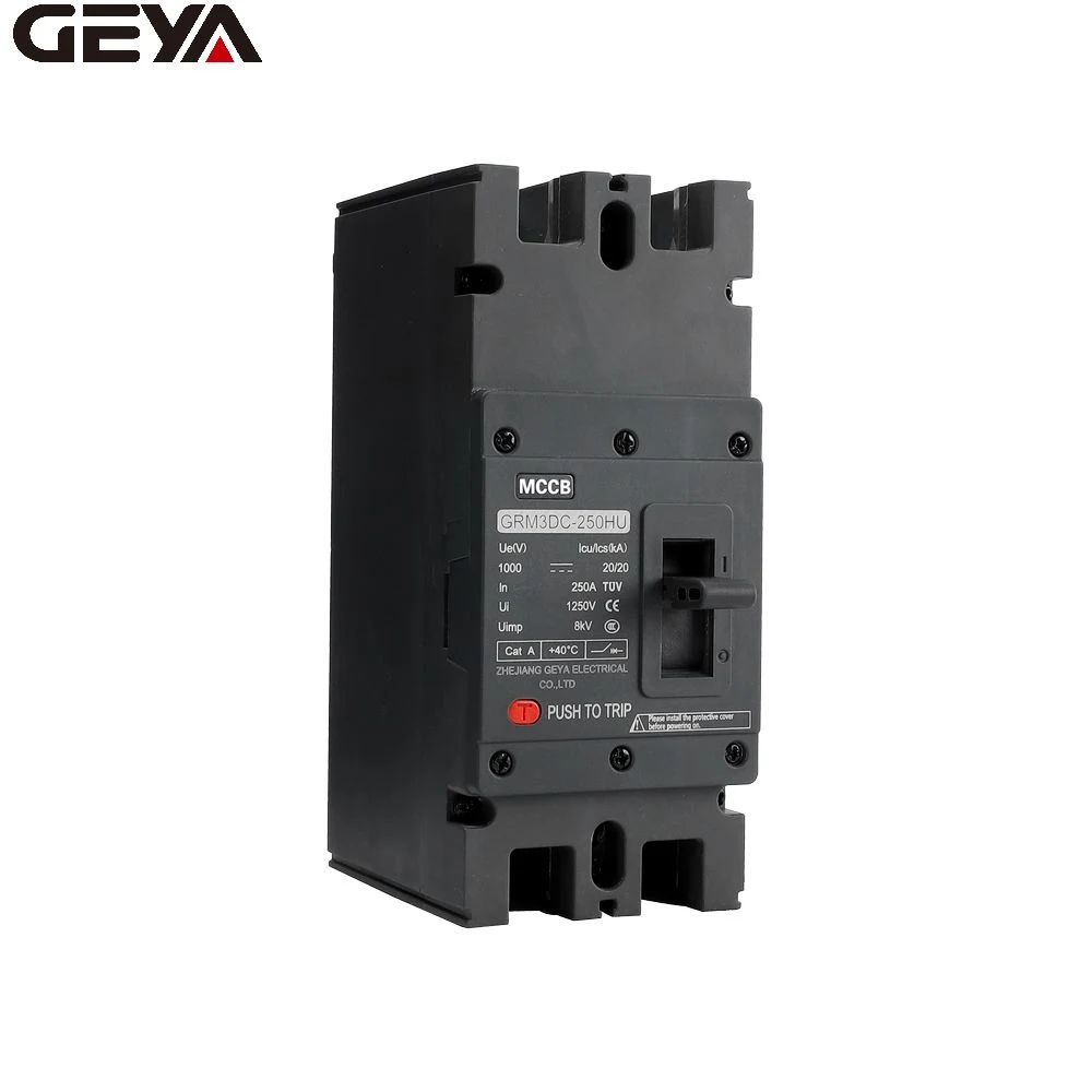 Geya Grm3DC-250hu-2p 63A-250A DC MCCB Mould Case Circuit Breaker Customized 100A with High Breaking Capacity MCCB 16A-800A Electrical Electronic Adjustable