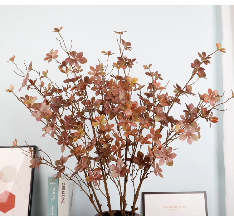 Artificial Branches 3D Enkianthus Perulatus Japanese Leaves Real Touch Greenery for Hometable Decoration