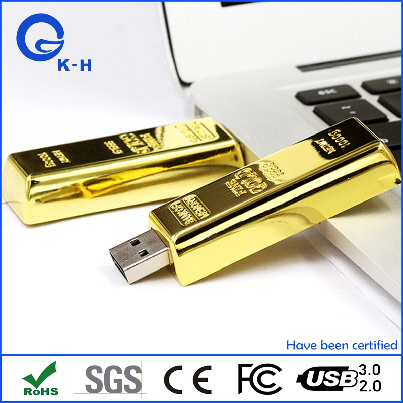 ذاكرة فلاش USB 2.0 3.0 من نوع Gold Bar سعة 16 جيجابايت