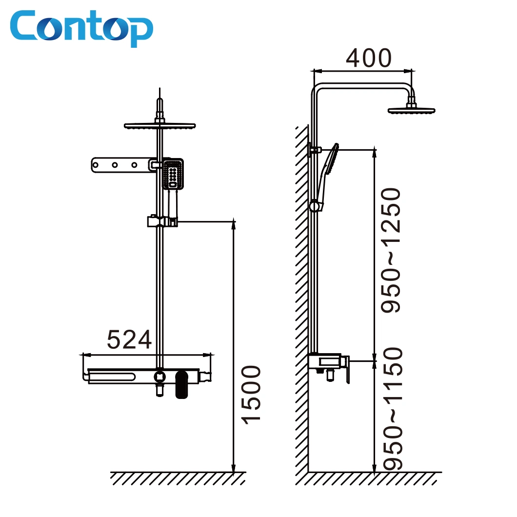 Banheiro faucet Mixer Solid latão Square chuveiro