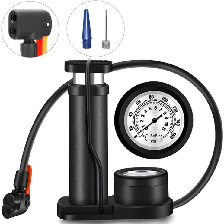 Bicycle Pump for All Valves with Pressure Gauge