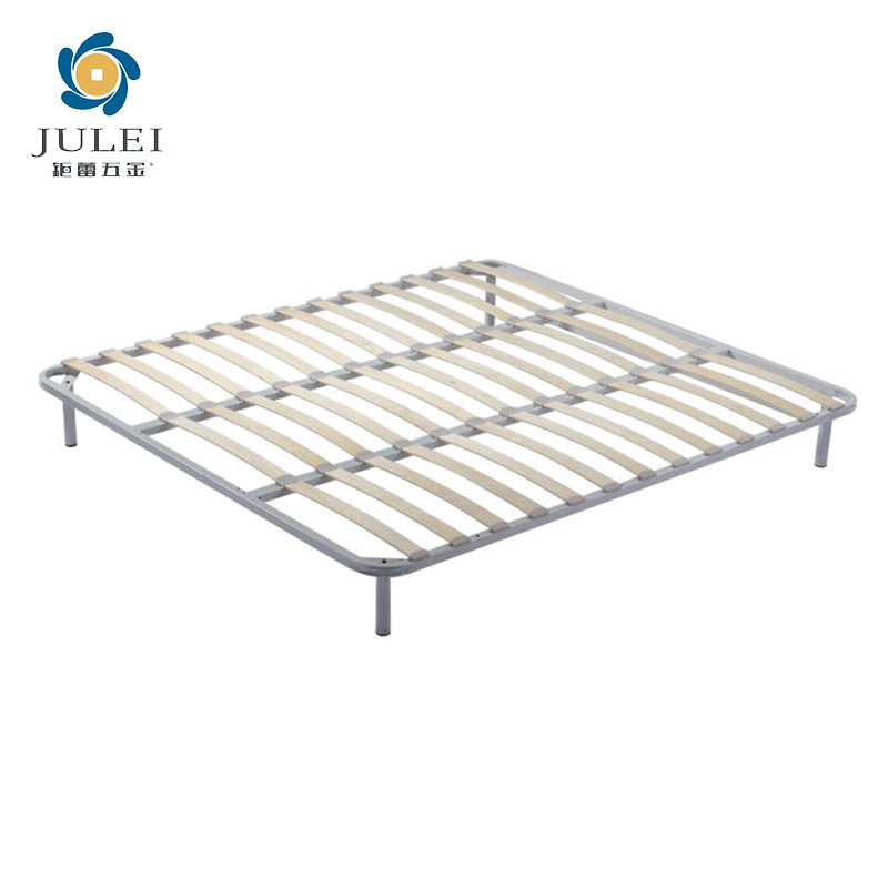 Bed Room Wooden Slatted Bed Base Platform Metal King Size Bed Frame