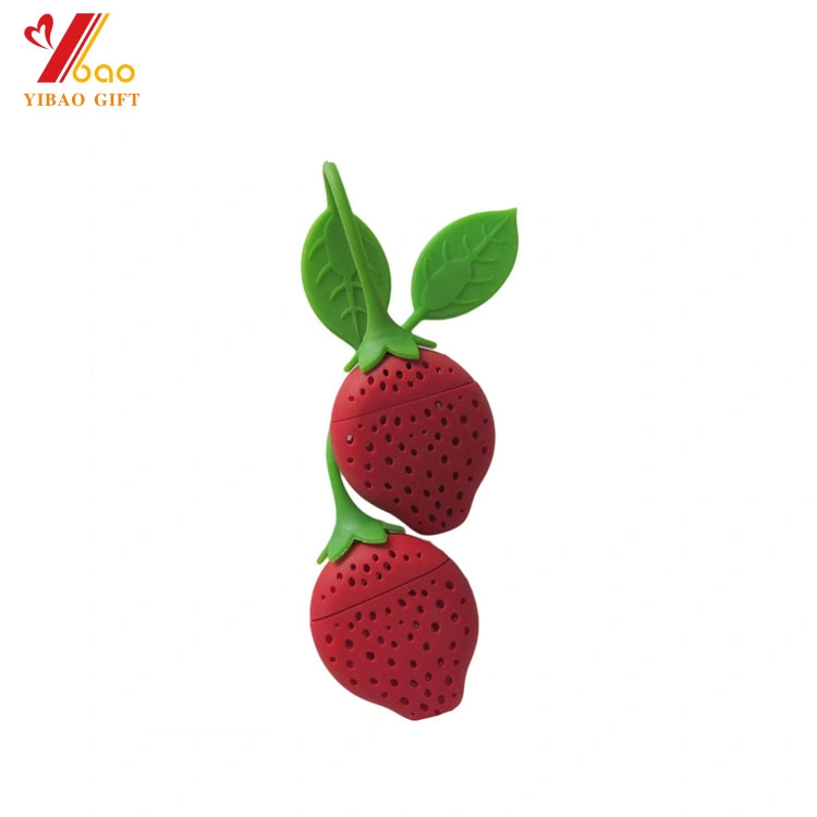 100% Food Grade Custom Strawberry Shape Red Color Silicone Bulk Tea Infusers Tea Bag for Kitchenware (XY-TB-13)