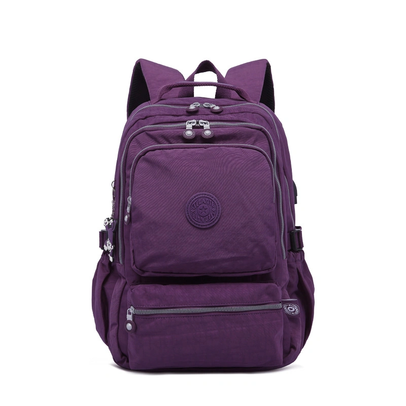 Mochila de estudiante Nylon impermeable Gran capacidad elegante simple ordenador ligero Bolsa