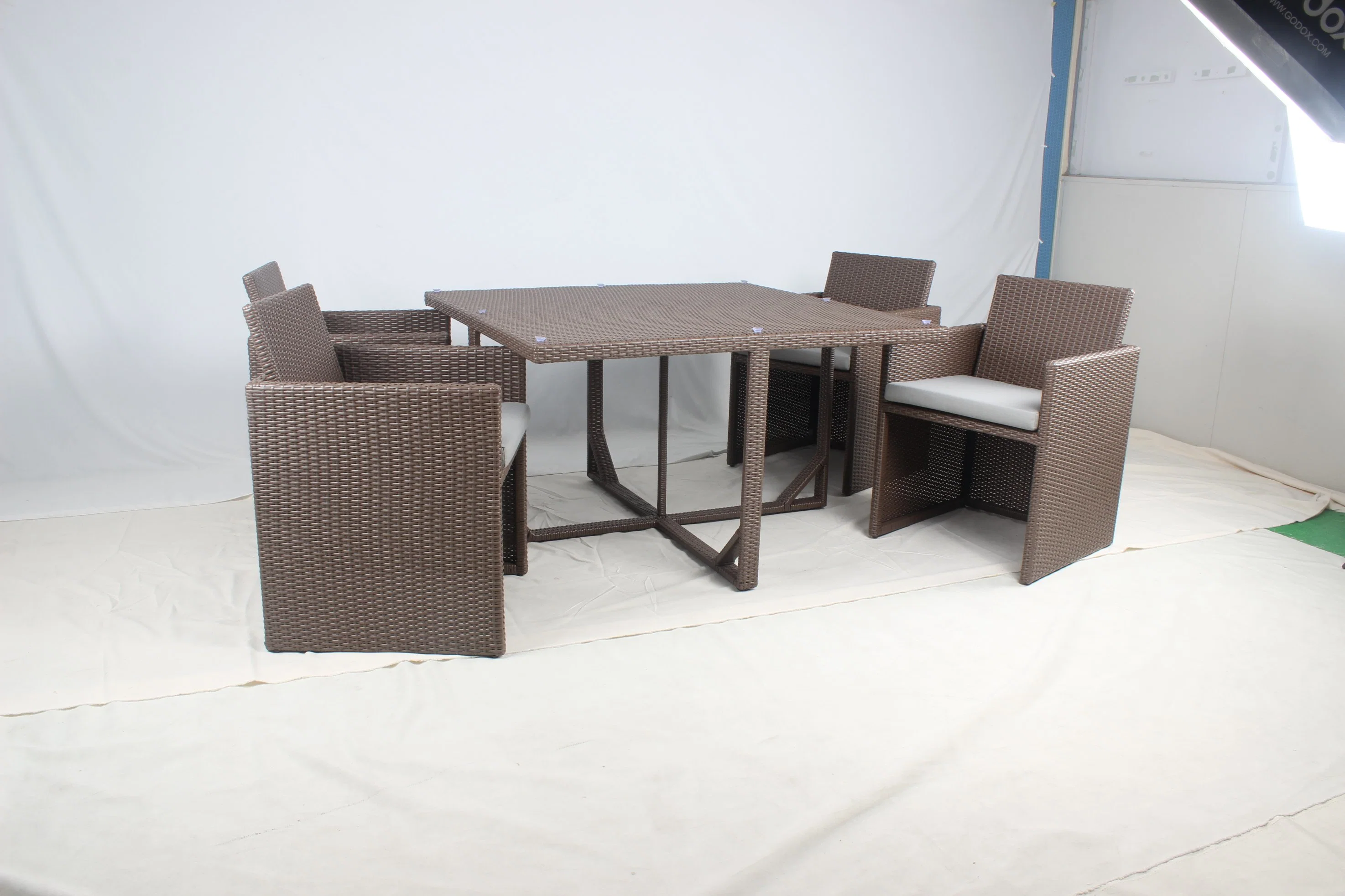 Großhandel/Lieferant Platzsparende Outdoor Rattan Dining Cube Set Gartenmöbel