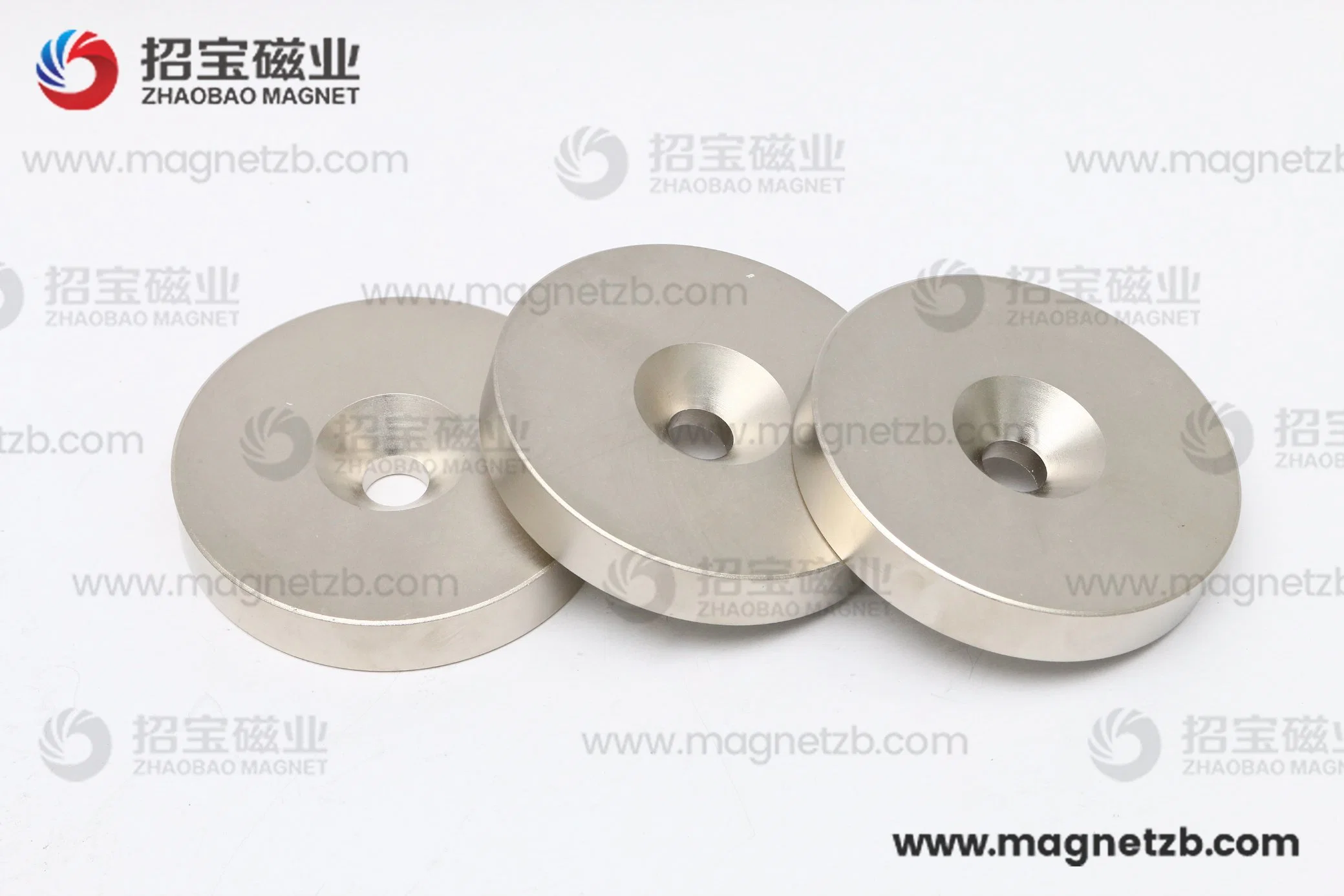 Customized Special Shape Disc Magnet with Sunk Hole Rare Earth Permanet Neodymium Neo NdFeB High Quality Magnet with Zinc Coating