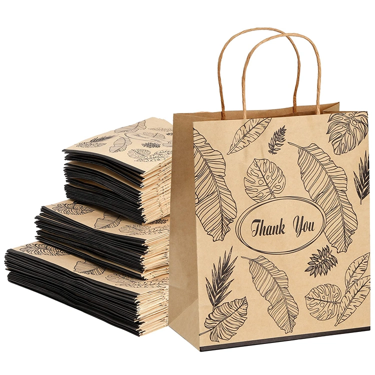 Custom Christmas Personalised Party Wedding Luxury Shopping Brown Kraft Paper Gift Bags