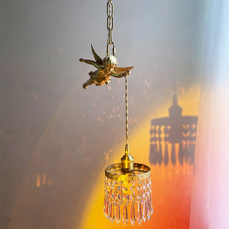 مصابيح حائط بندول من نوع Nordic Vintage Luxury Crystal Rose الثريا LED Brass.