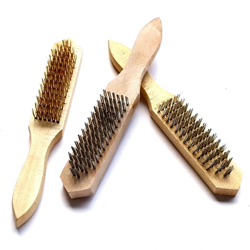 Wooden Handle Welding Stainless Steel Wire Brush Brass Brush