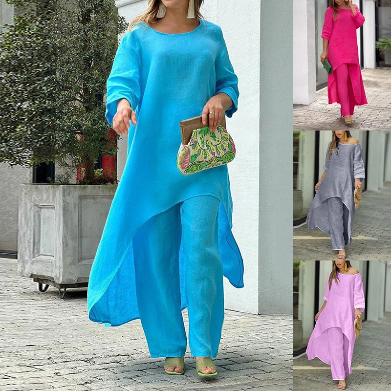 Hot Sale Beach Maxi Set Women Office Elegant Trendy Style Folds Long Sleeve Set