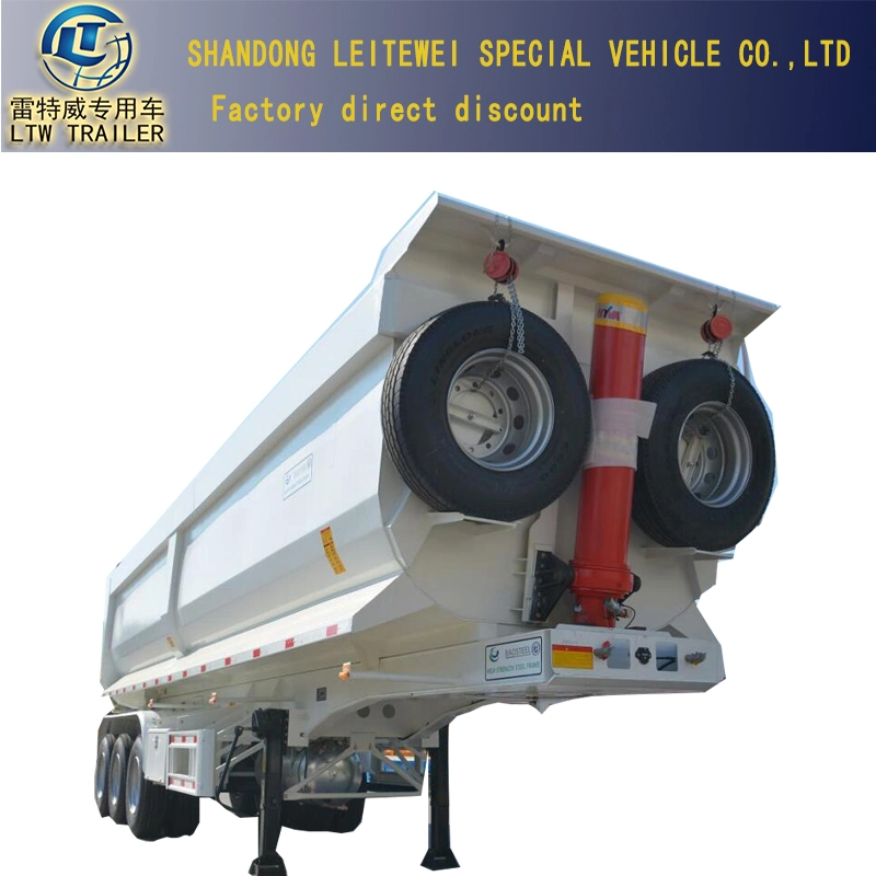 China Made Type 60 Ton 40 M3 Volume Rear Dump Tipper Semi Trailer for Mineral Loading