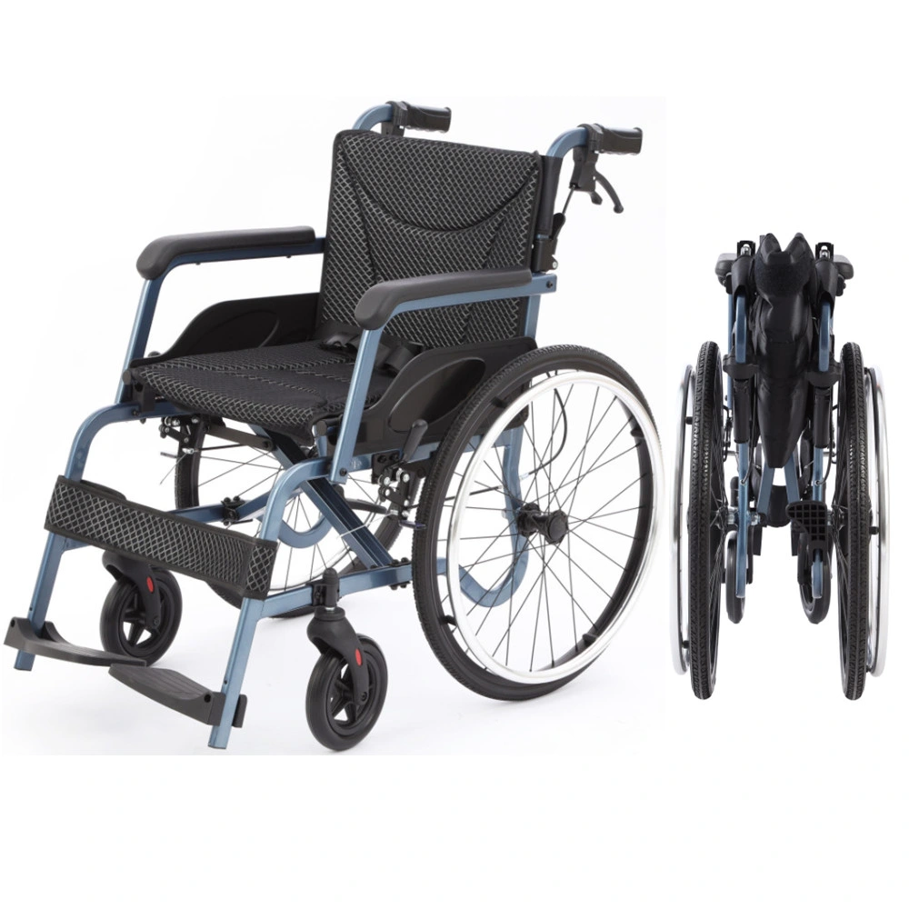 Silla de ruedas autopropulsada de desplazamiento plegable silla de ruedas de transporte ligera para discapacitados