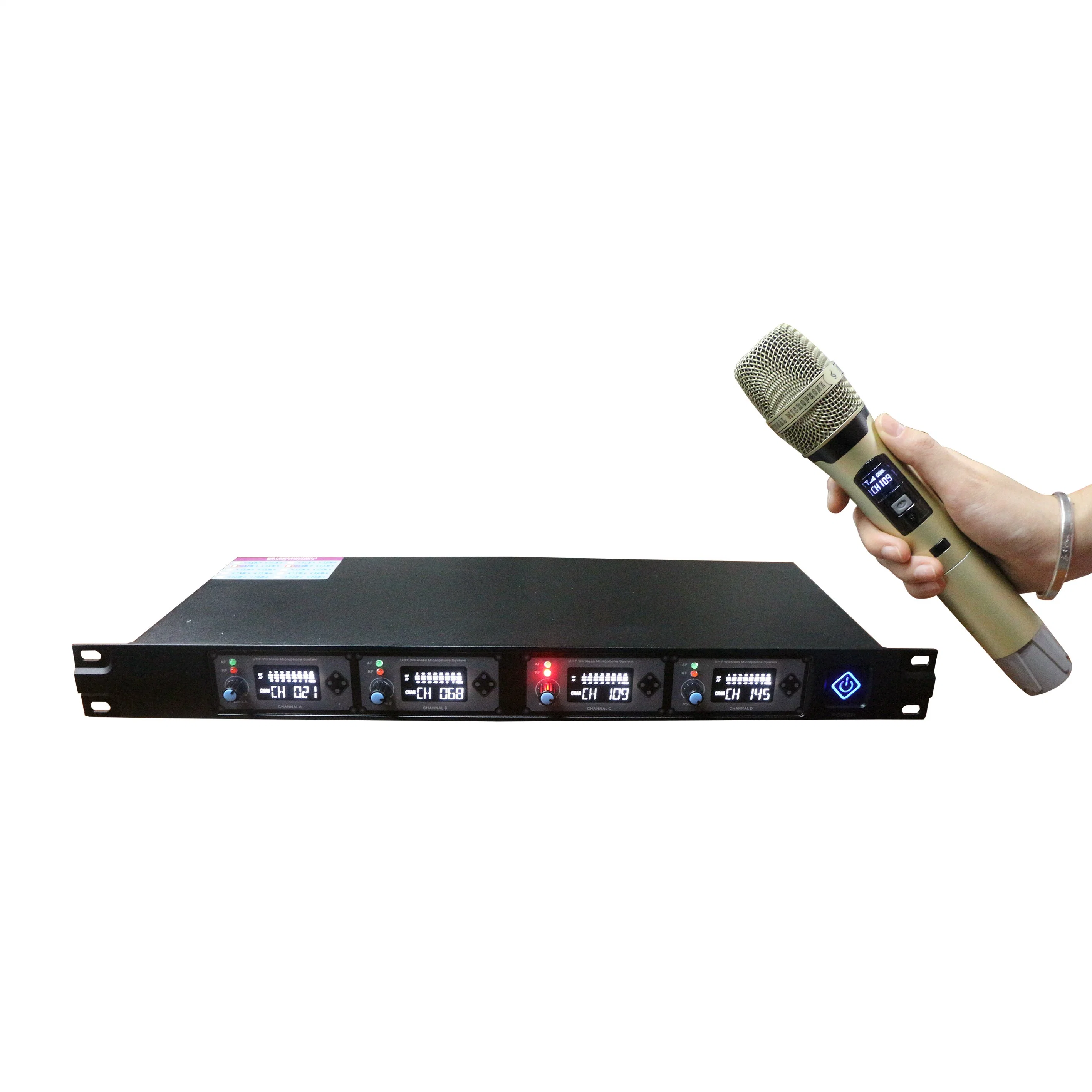 Professional 4 Channel Handheld Wireless UHF Microphone for Conference System/ Live Performance