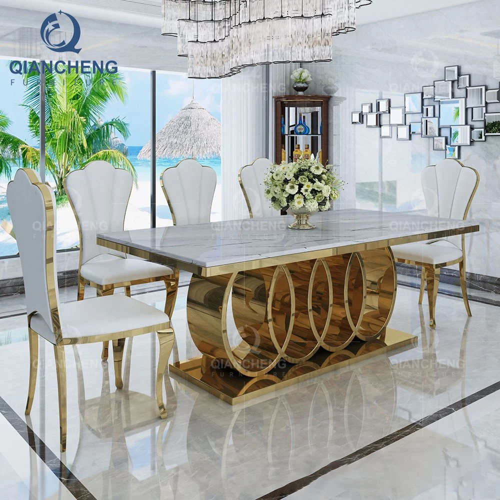 Chinese Manufacturer Silver Stainless Steel Interior Design Home Furniture Italian Dining Table