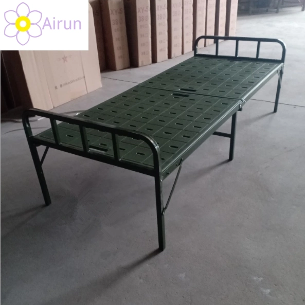 Single-Person Two-Fold Marching Army Customization Portable Lunch Break HDPE Plastic Folding Bed