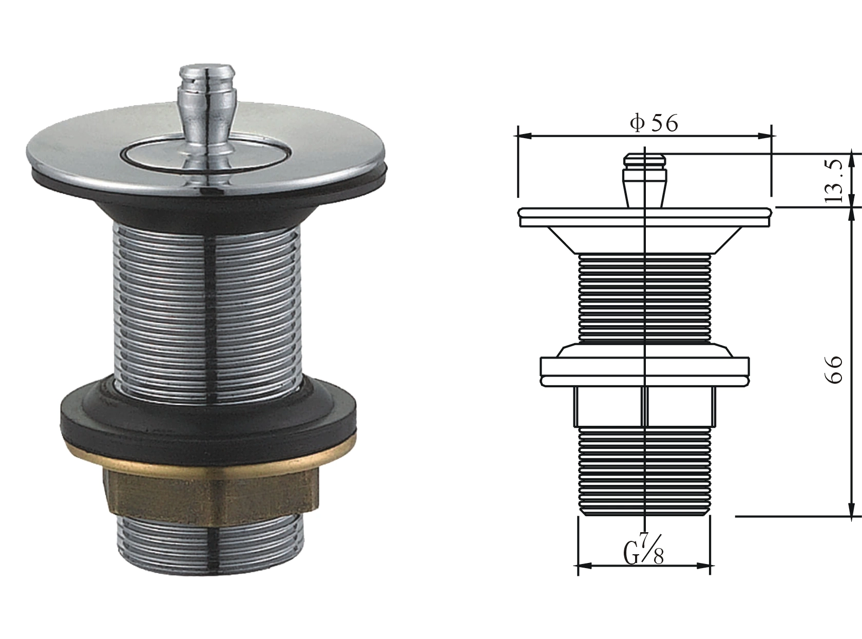 7/8" Basin Waste Drain with Plastic Plug Cap for Brazil Market