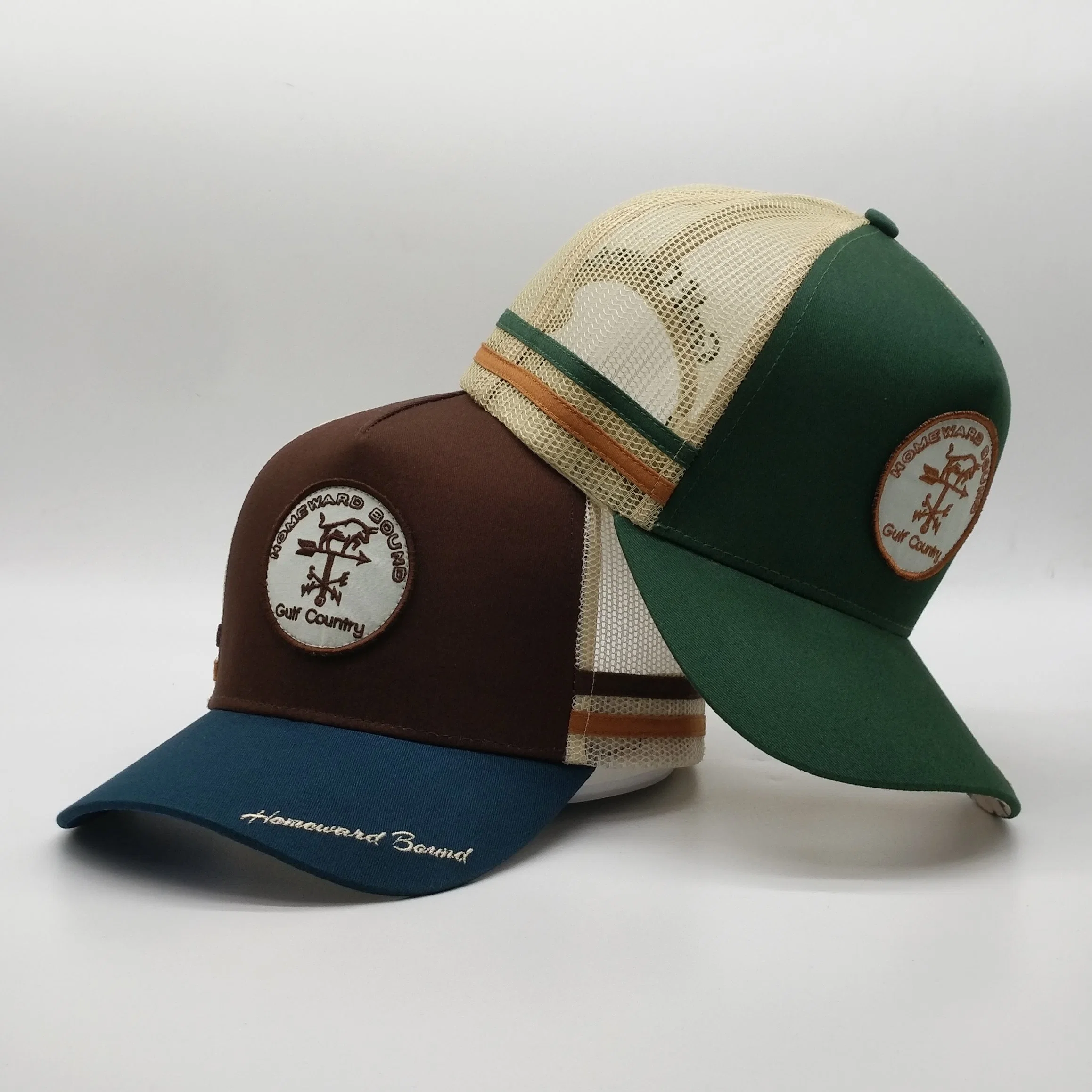 Custom Hohe Qualität Australian Land Hohe Profil 5 Panel 2 Gestreifte Hut Trucker Caps