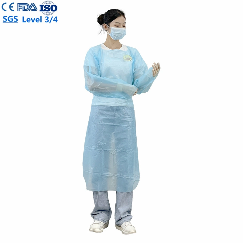 Factory Price En13795 Disposable Blue CPE Surgical Gown