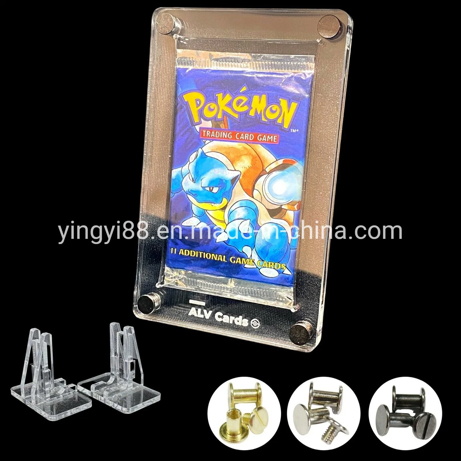 Soporte para tarjetas graduadas Pokemon PSA acrílico transparente anti-UV con Base