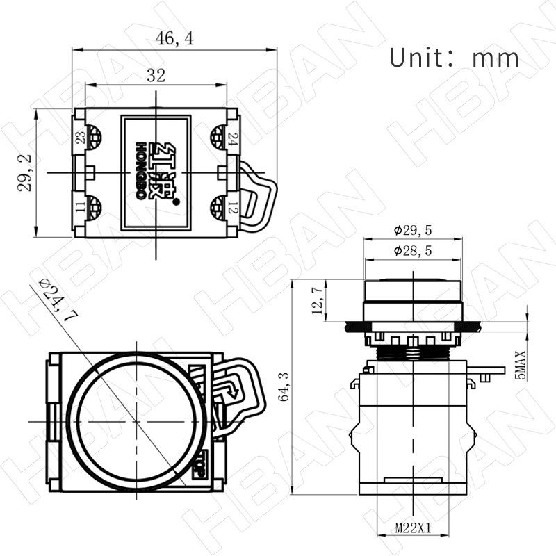 22mm 1no1nc Rotary Left Right Two Position Plastic Select Switch Press Button Machine