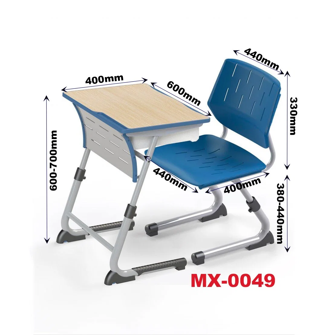 Mx0006 Furniture Height Adjustable School Desks and Chair Set