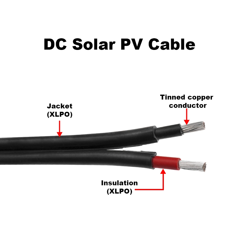 Assurance sécurité Pntech câble CC double cœur PV1-F 2X6.0mm2 solaire Câble