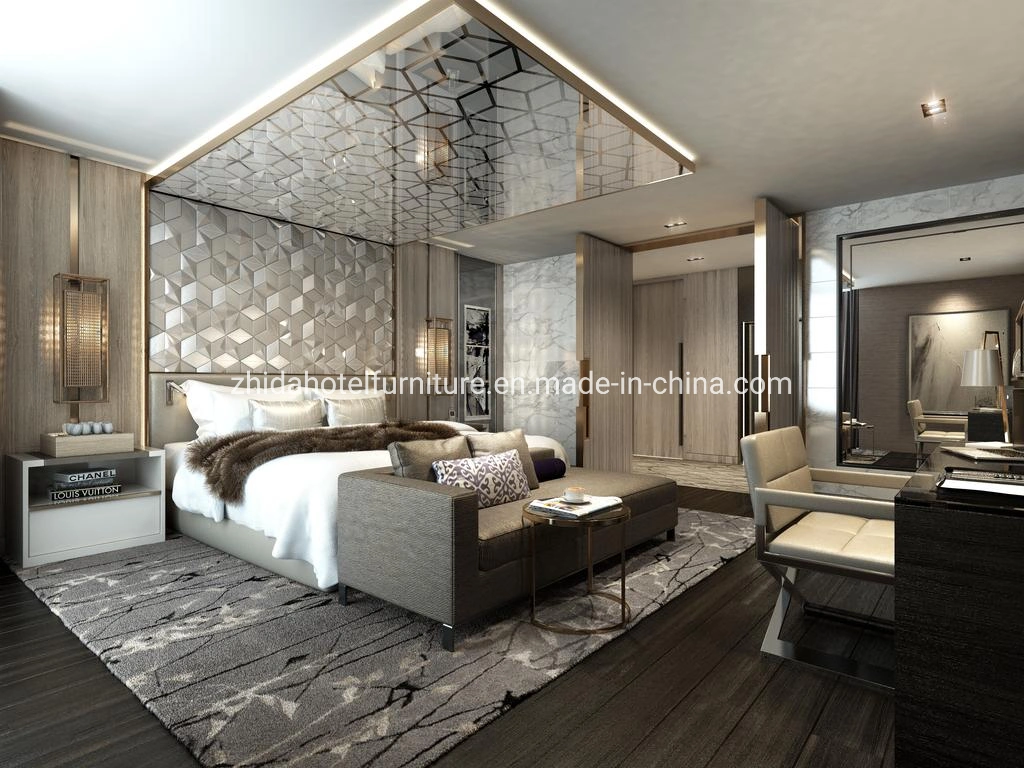 Custom Made Luxury Villa Apartment Furniture Commercial Hotel Living Room Bedroom Set Furniture King Size Bed